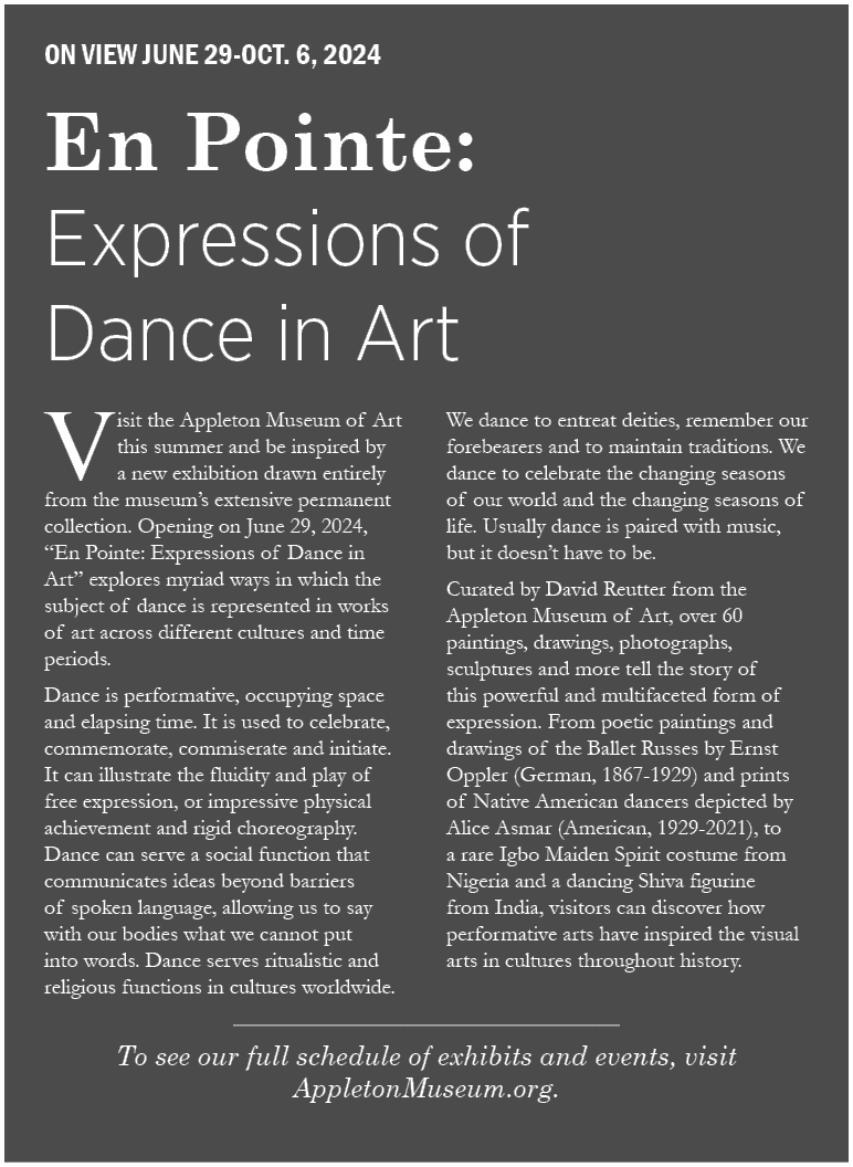 on view June 29 Oct. 6, 2024 En Pointe: Expressions of Dance in Art Visit the Appleton Museum of Art this summer and ...