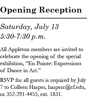 Opening Reception Saturday, July 13 5:30 7:30 p.m. All Appleton members are invited to celebrate the opening of the s...