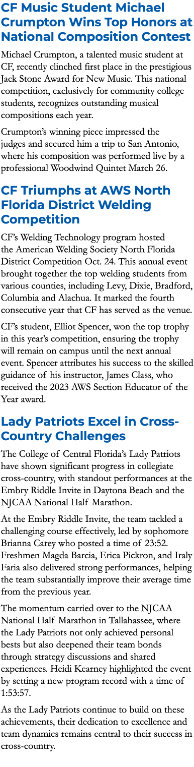 CF Music Student Michael Crumpton Wins Top Honors at National Composition Contest Michael Crumpton, a talented music ...