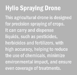 Hylio Spraying Drone This agricultural drone is designed for precision spraying of crops. It can carry and dispense l...